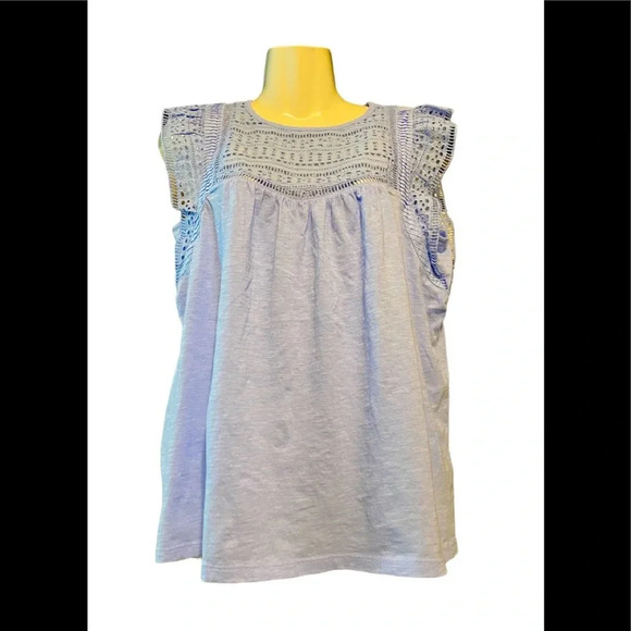 NWT Loft Ann Taylor Eyelet Flutter Cap Sleeve Top - Picture 2 of 8